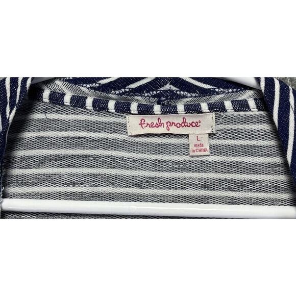Fresh Produce Weekender Cardigan Jacket Striped Nautical Moonlight Blue Large - Picture 3 of 7